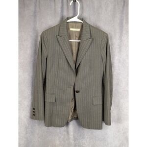 DECO Womens Grey Pinstripe Blazer Single Breasted Tailored Jacket C357